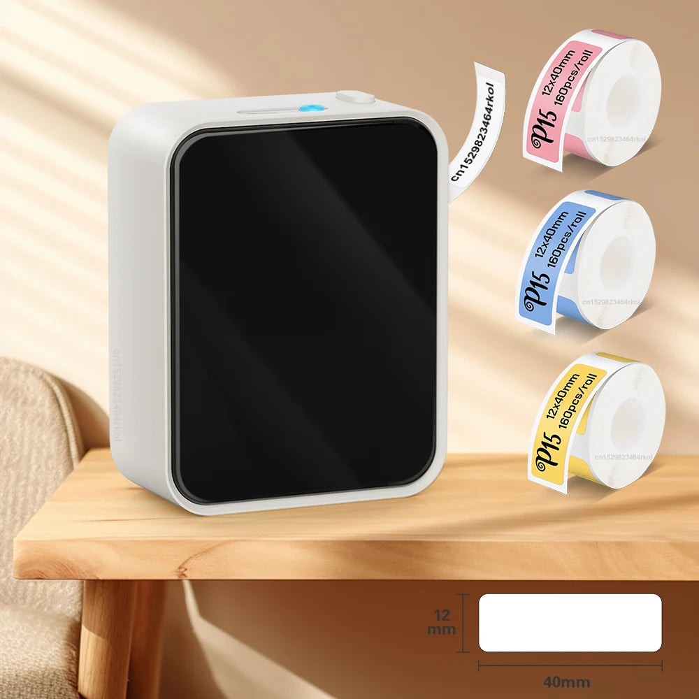 P15 Label Printer Portable Mini Thermal Printer Without Ink Bluetooth Wireless Labeling Machine DIY Barcode Sticker ot 3PK Label