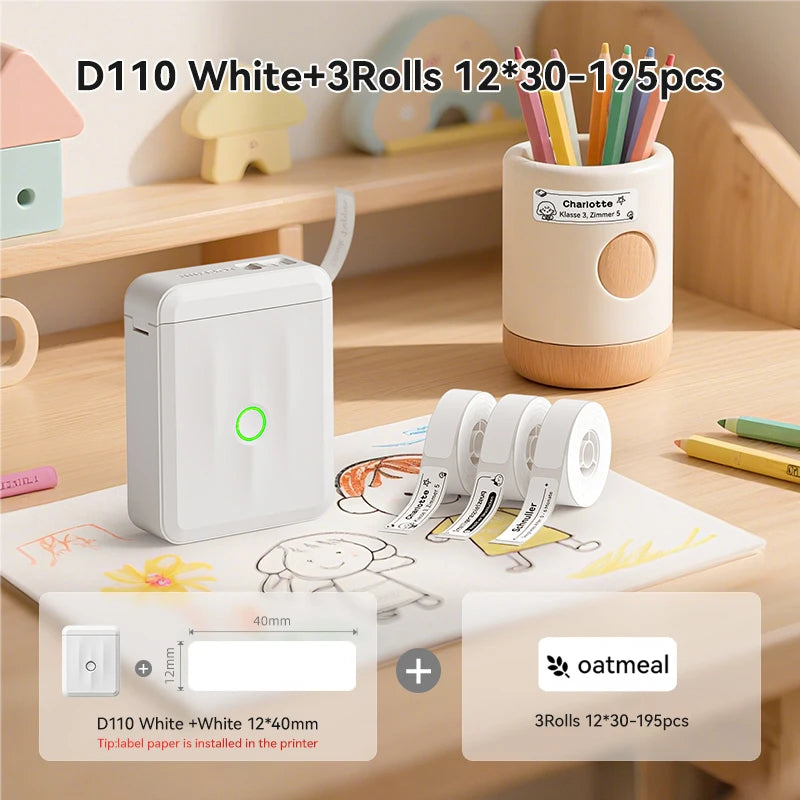 NIIMBOT D110 Upgraded Version Thermal Label Printer Mini Portable Name Tag Label Maker With Tape for Office Home Kitchen School