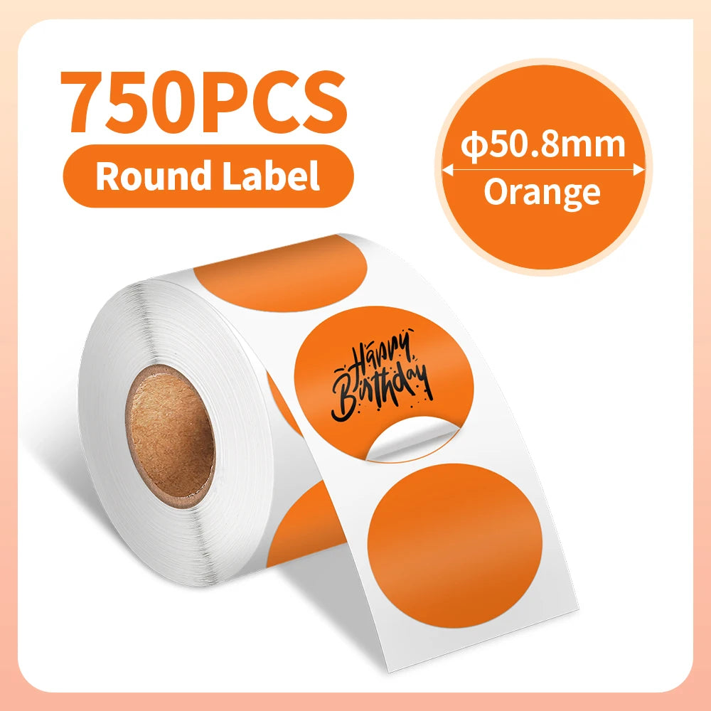 Thermal Label Paper round Sticker White Pure Color Shipping Label Waterproof for Phomemo PM241/PM246S/D520 Label Printer