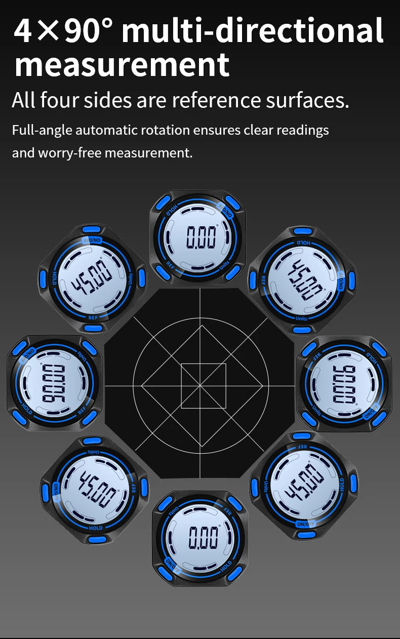 SNAKOL SK-G1 Digital Level Angle Gauge 360° LCD Electronic Bevel Protractor Mini Inclinometer Magnetic Base Tilt Measuring Tool