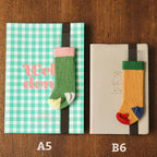 Japanese Retro Contrast-Color Sock-Style Pen Holder, Elastic Journal Binding Strap with Ruler, Portable Pen Organizer, Book Band