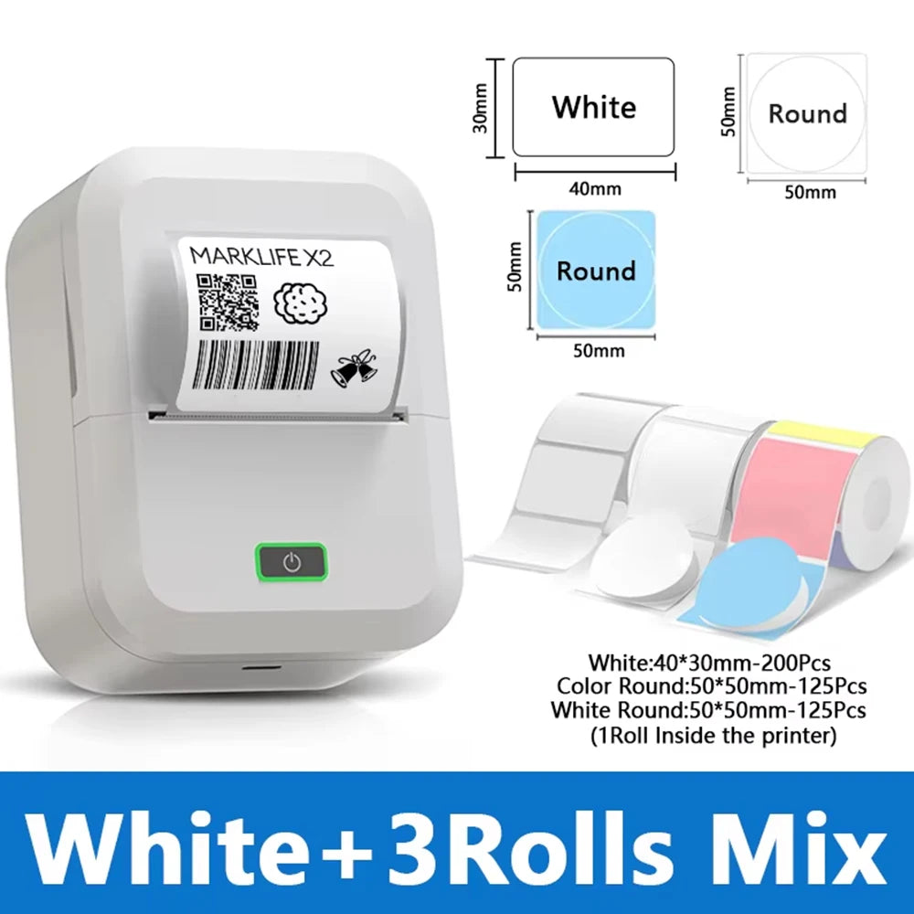 Marklif X2 Portable Thermal Printer Mini Pocket Printer Self-Adhesive Sticker Labeling Machine Similar as B21 B1 Printer Noink