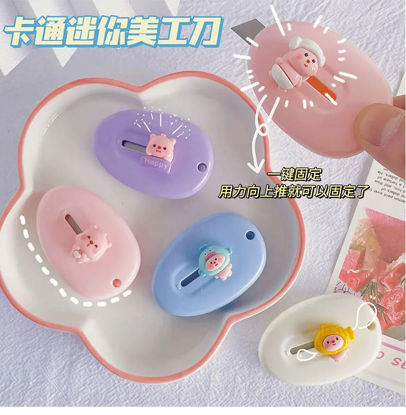 1pc Cartoon Mini Utility Knife Cutter Kawaii Letter Opener Sword Portable Open Box Student Hand Account Paper Knife Hand-made
