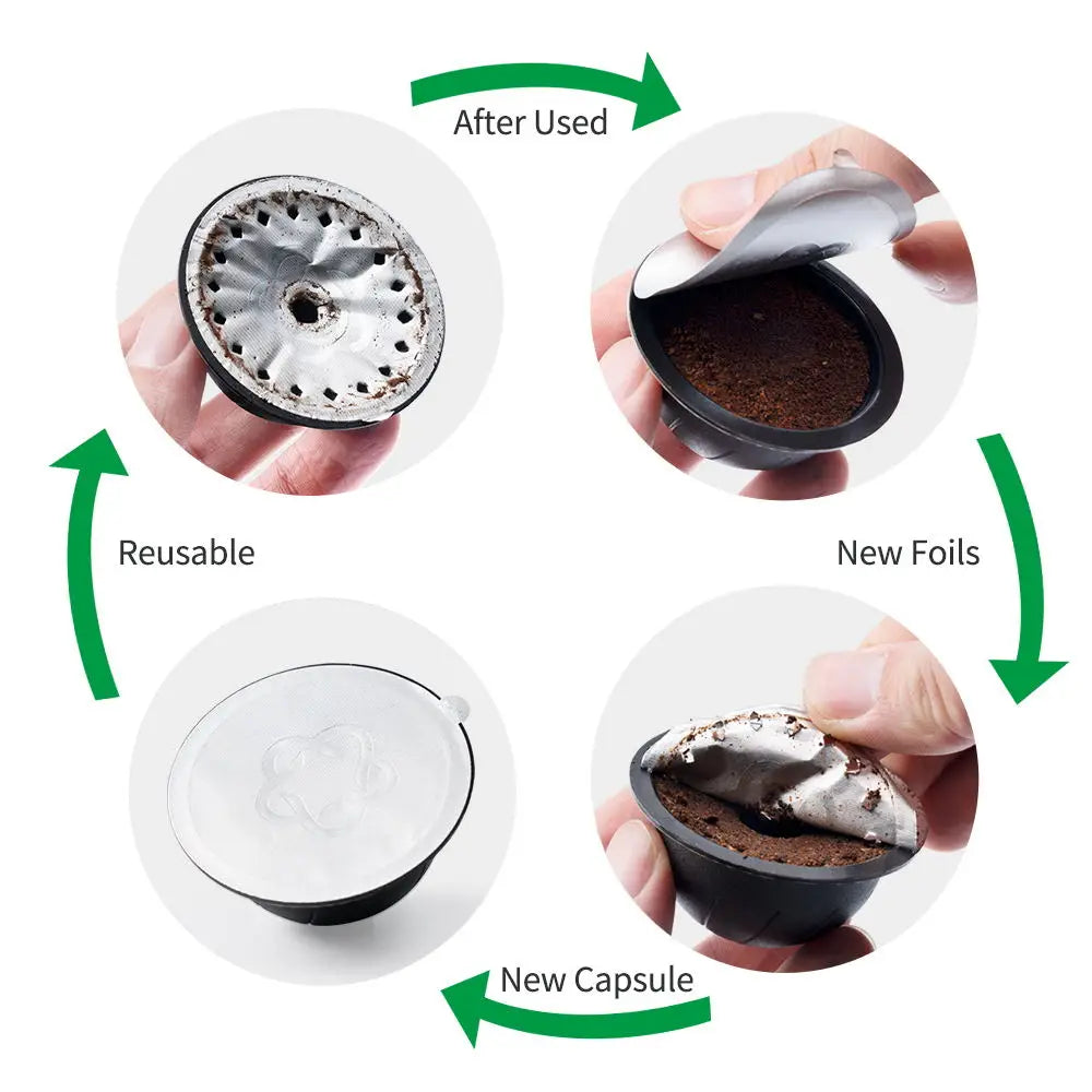 iCafilas Refillable Capsules Pods Lids Aluminum foils Stickers For Nespresso Vertuo Next Automatic Coffee Cafe Machine Maker