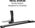Long Reach Stapler, 25 Sheet Capacity, Long Arm Standard Staplers for Booklet or Book Binding, Black