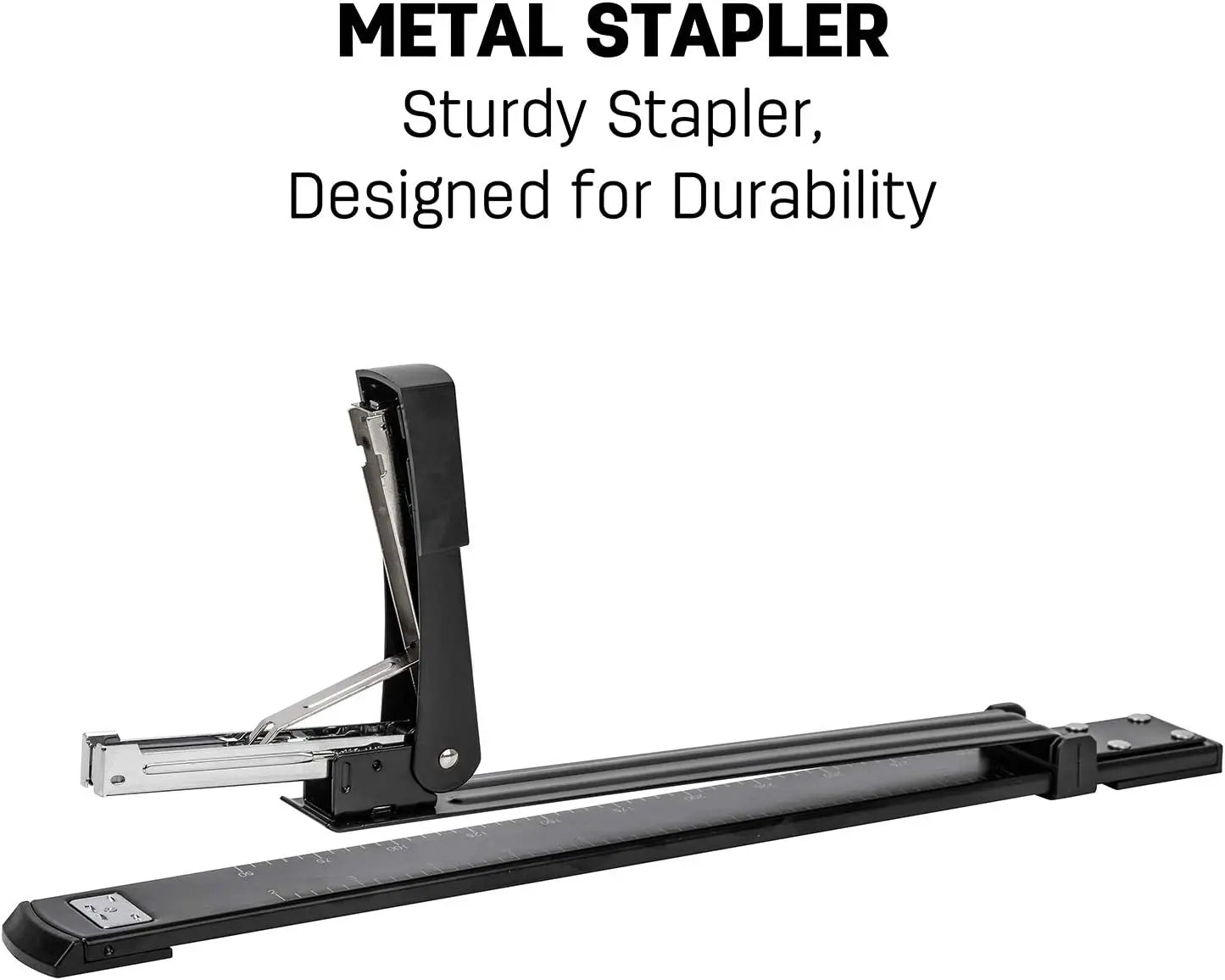 Long Reach Stapler, 25 Sheet Capacity, Long Arm Standard Staplers for Booklet or Book Binding, Black