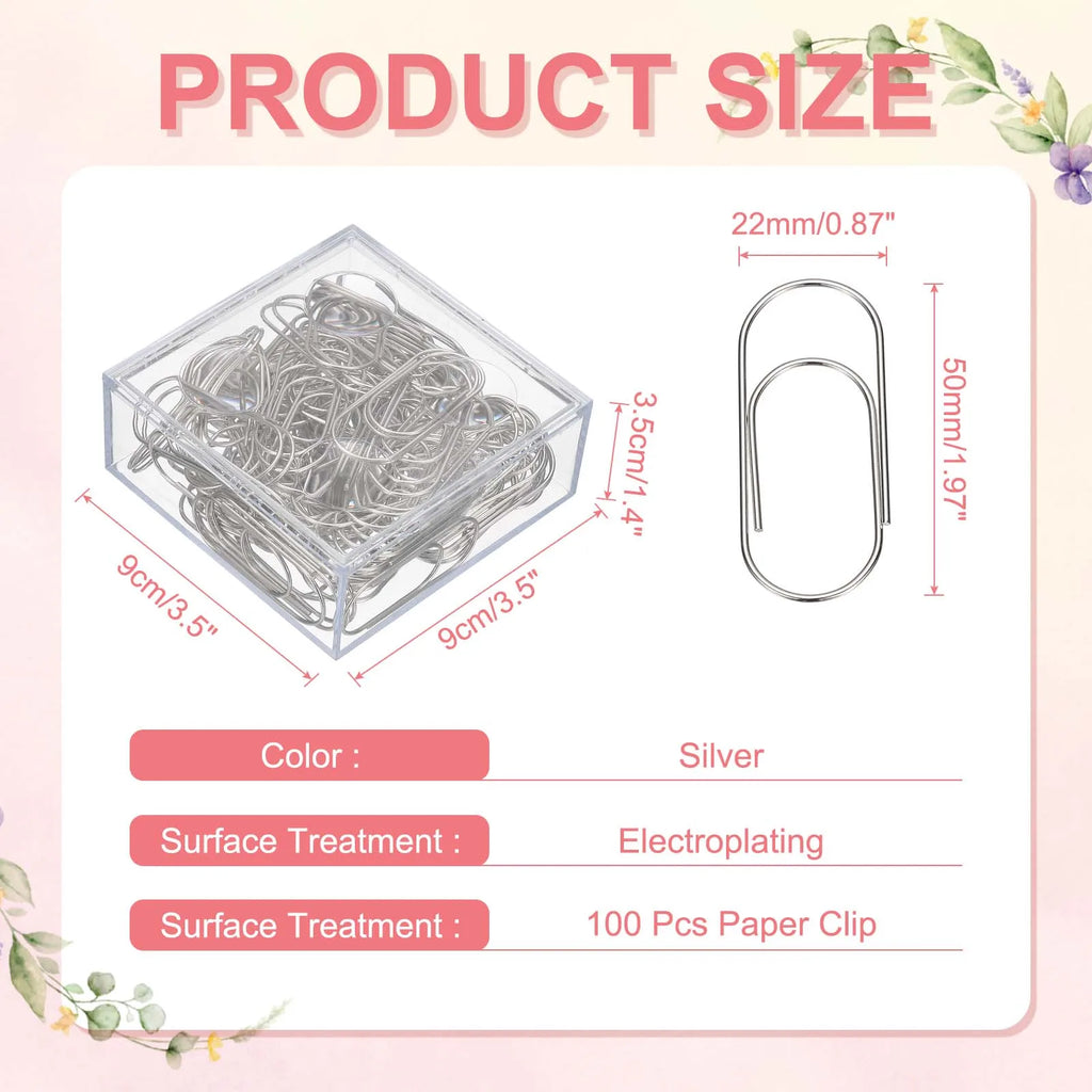 20/50/100Pcs Paper Clip 2inch Non-Skid Metal Paper Clamp Clips Large for Office Supplies Craft Scrapbook Document Note Sorting
