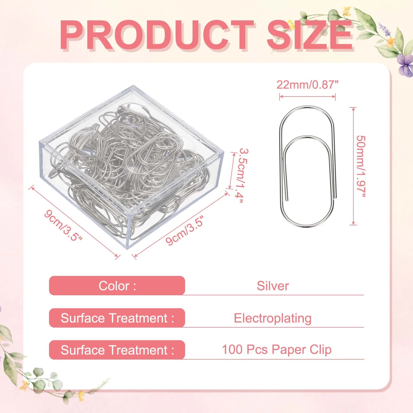 20/50/100Pcs Paper Clip 2inch Non-Skid Metal Paper Clamp Clips Large for Office Supplies Craft Scrapbook Document Note Sorting