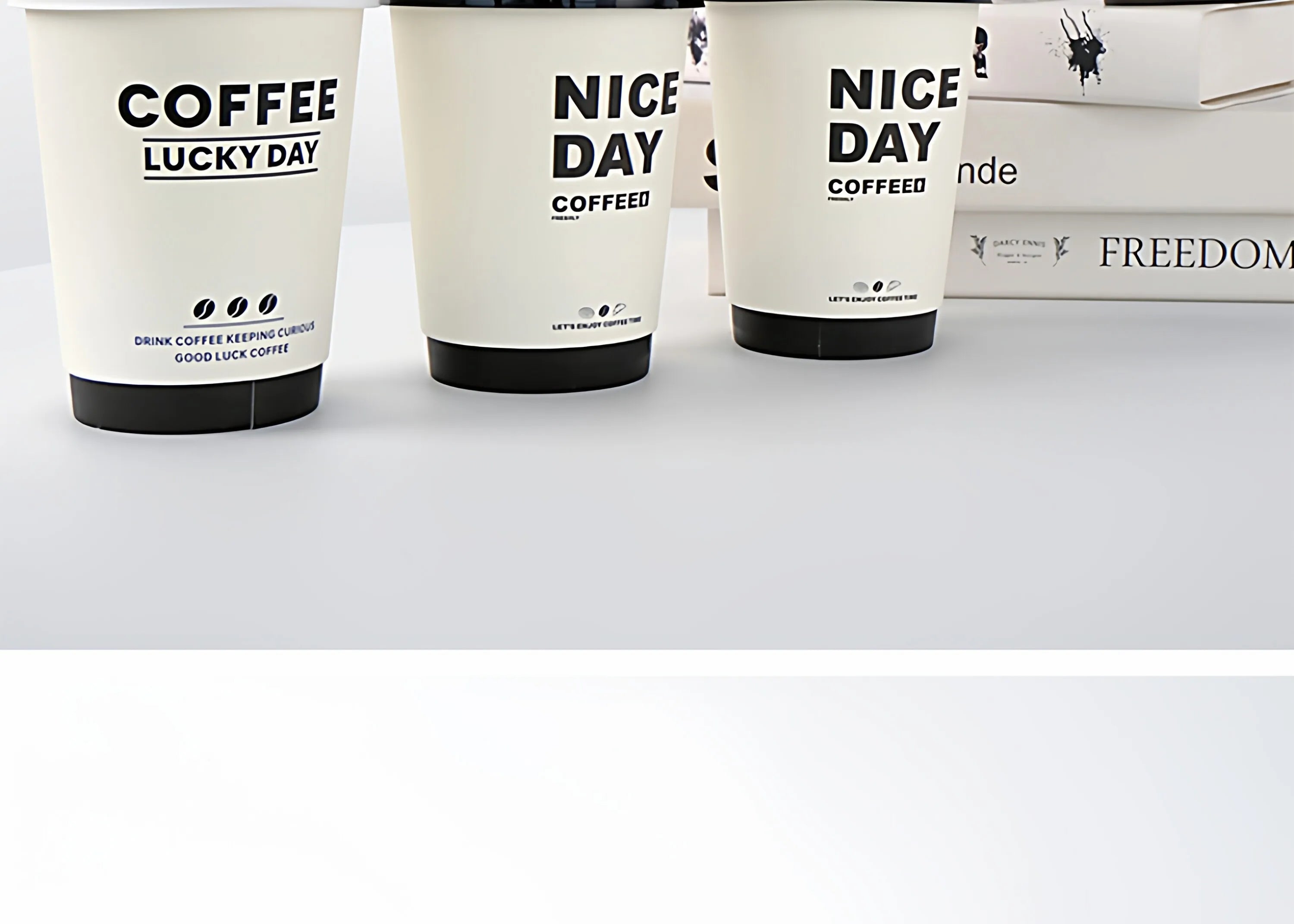 50pcs Thick Double-layer Coffee Paper Cup Disposable 90mm Caliber Hot Drink Leak Proof with Lid Shop Takeaway Paper Cups