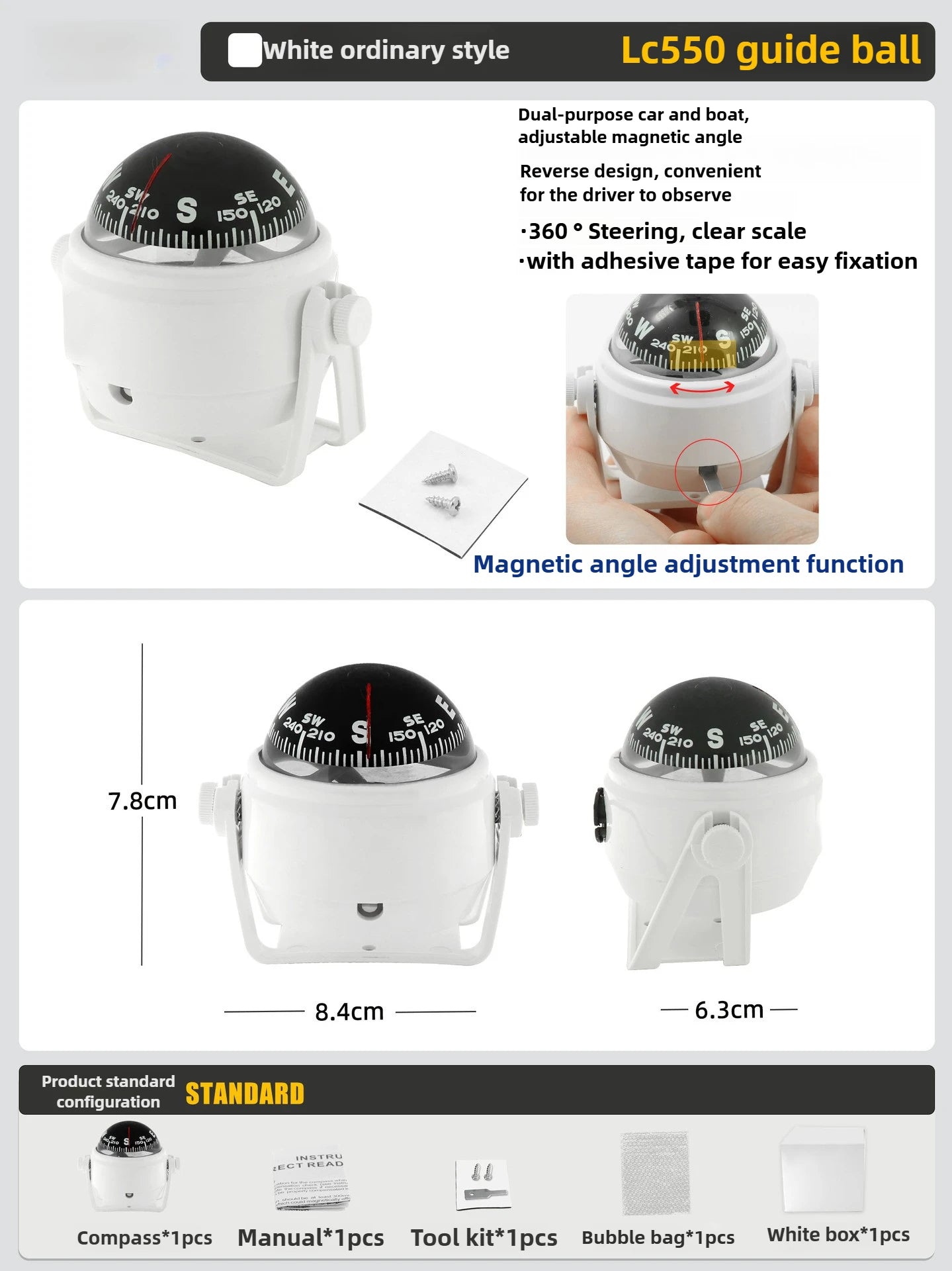 High Precision LED Light Pivoting Compass Navigation Electronic Compass For Marine Boat Car