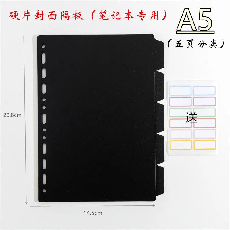 A4 A5 B5 Binder Dividers Genera Holes Binder Index 5 Tabs Frosted Plastic Planner Divider for Round Ring Binder Sheet Protector
