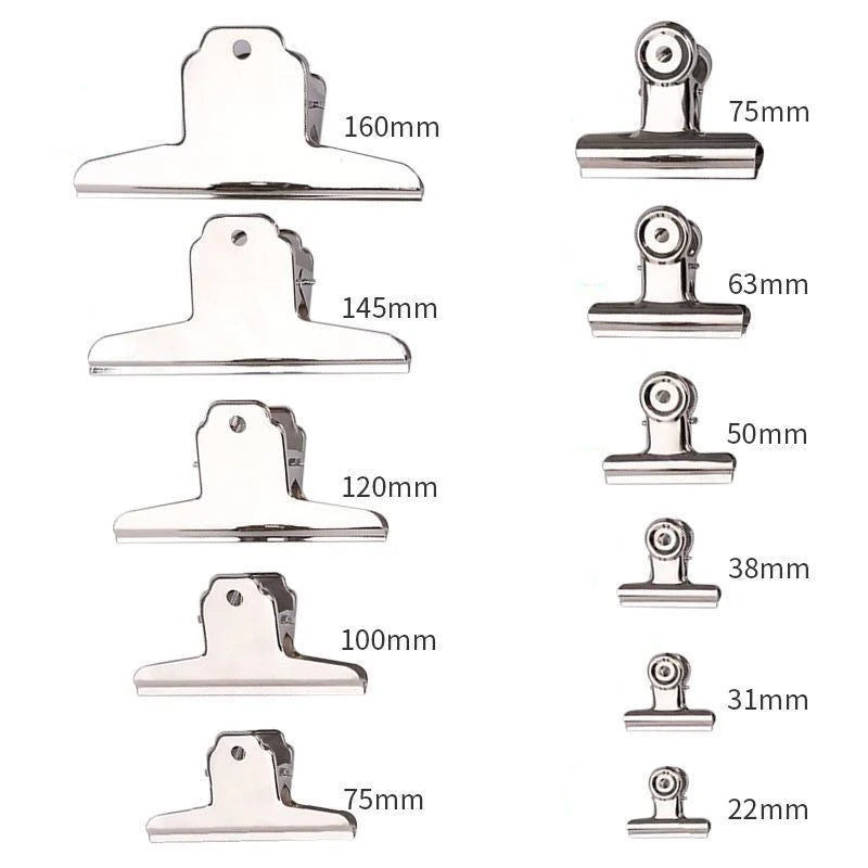 6Pcs Stainless Steel Round Clamps Strong Multi-specification Mountain-shaped Clamps Dovetail Clamps Bill and Document Clamps
