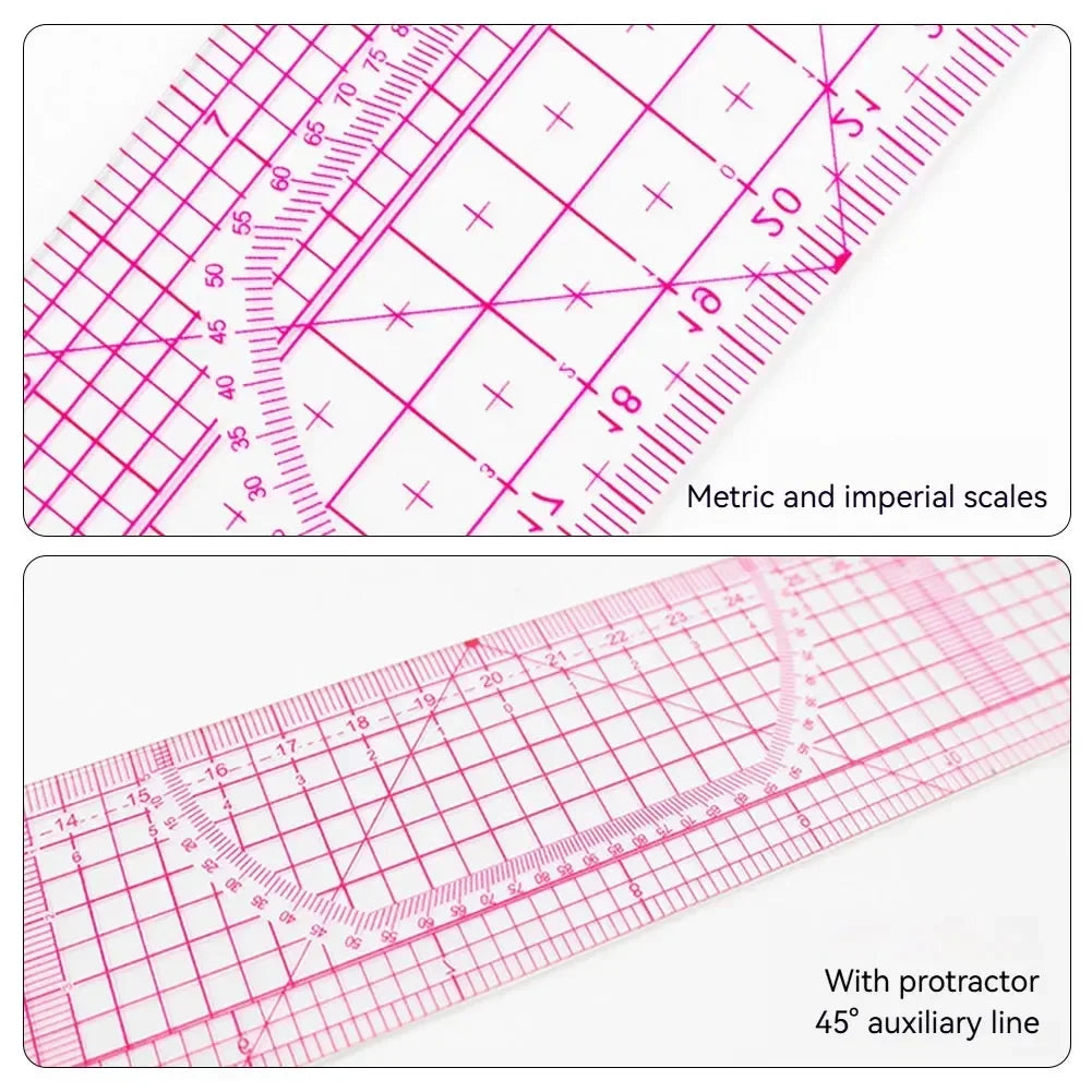 Flexible Clear Metric French Curve Ruler Multipurpose Tailoring Template For Dressmaking Pattern Drafting DIY Sewing Projects