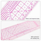 Flexible Clear Metric French Curve Ruler Multipurpose Tailoring Template For Dressmaking Pattern Drafting DIY Sewing Projects