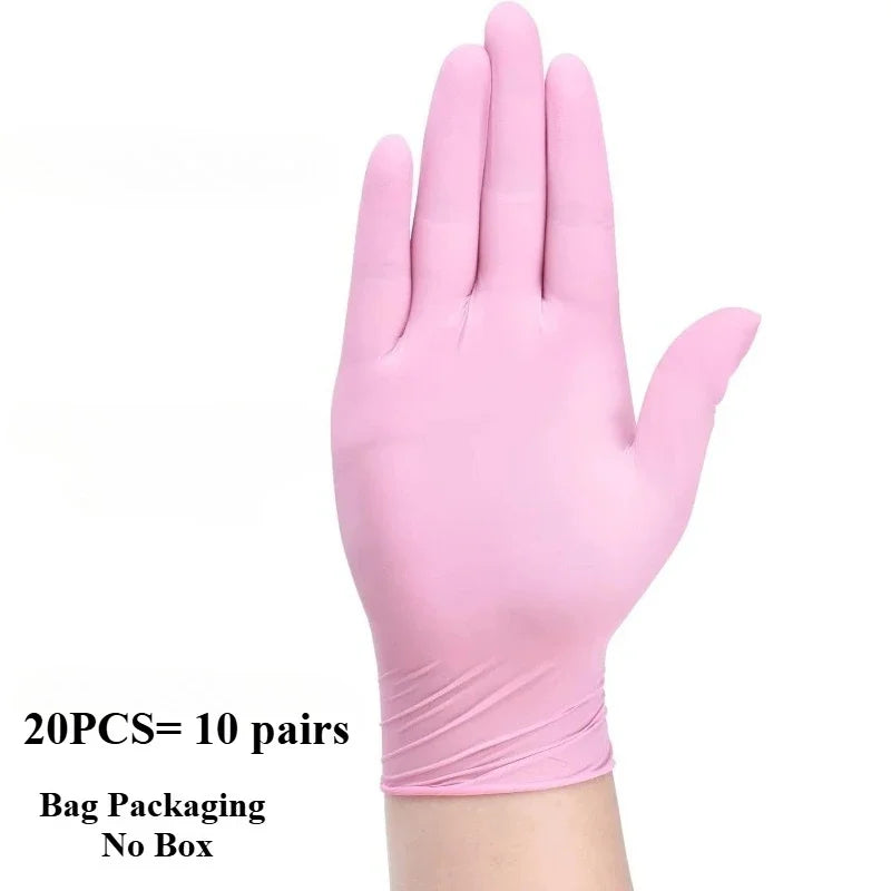 20/50/100PCS Pink Nitrile Gloves Disposable Latex Gloves Powder Free for Household Cleaning Beauty Salon Working Kitchen Glove