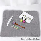 Pink Nail Art Soft Fur Foldable Hand Rest Pad Nail Art Photo Background Manicure Practice Cushion Mat Nail Equipment Tool