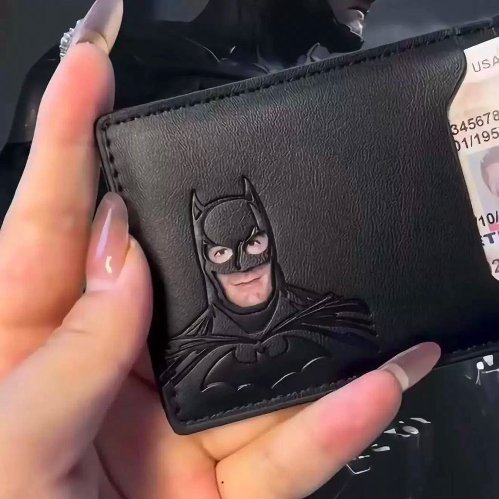 Personalized Leather ID Card Holder Superhero Mask Design Perfect Gift Travel Wallet ID Cover Trendy Youth