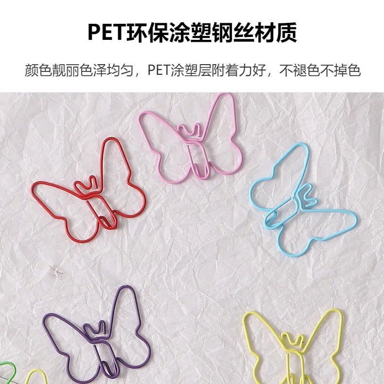 30/50pcs Metal Material Butterfly Shape Paper Clips Macaron Colors Kawaii Cute Bookmark Clip Stationery Office School Supplies