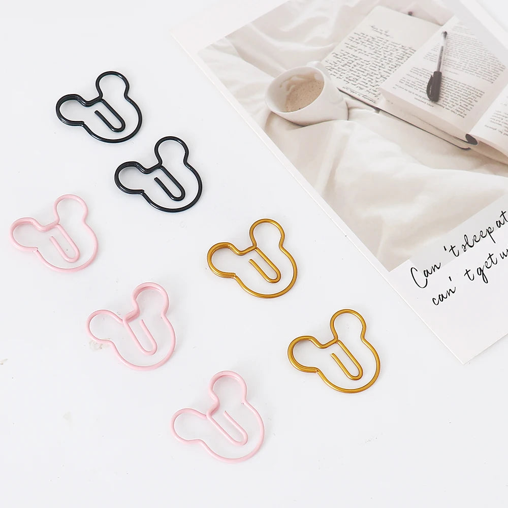 20pcs cartoon gold rose gold Paperclip on Book Paper Creative Paper Clips Students Stationery Office School Binding Supplies
