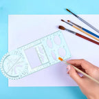 Students Plastic Drawing Rulers Set Multifunctional Geometric Drafting Templates for School Mathematics Drawing Tools
