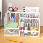 Desk Stationery Organizer Creative Metal Pen Holder Pencil File Storage Rack 7 Grid Storage Box Divided Container Office Access