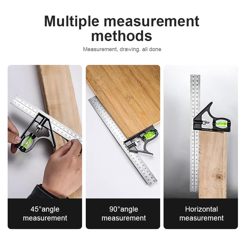 300mm Multi Functional Combination Adjustable Right Angle Ruler and Protractor Movable Measuring Tool Measuring Instrument