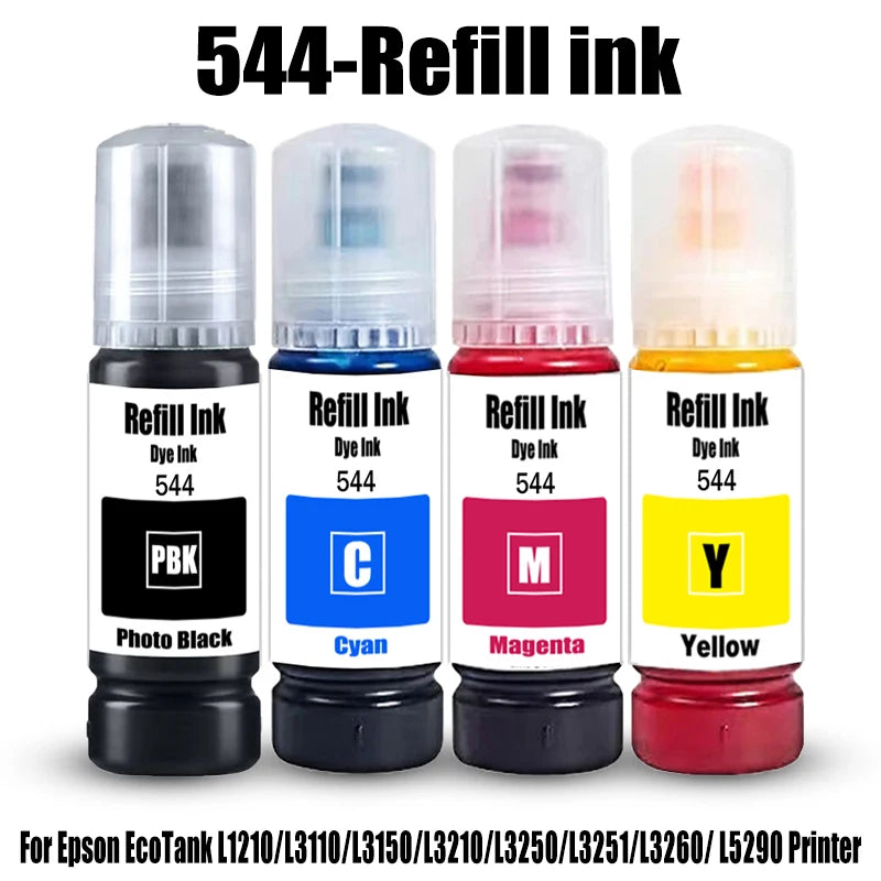 544 Dye Refill ink Premium quality Dye Ink for For Epson EcoTank L1210 L3110 L3150 L3210 L3250 L3251 L3260 L5290 Printer