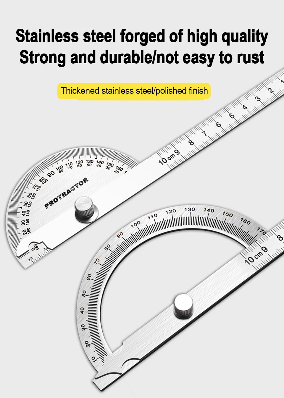Stainless Steel Rotating Protractor 180° Angle Gauge Finder High Precision Metal Protractor Woodworking Metal Measuring Ruler