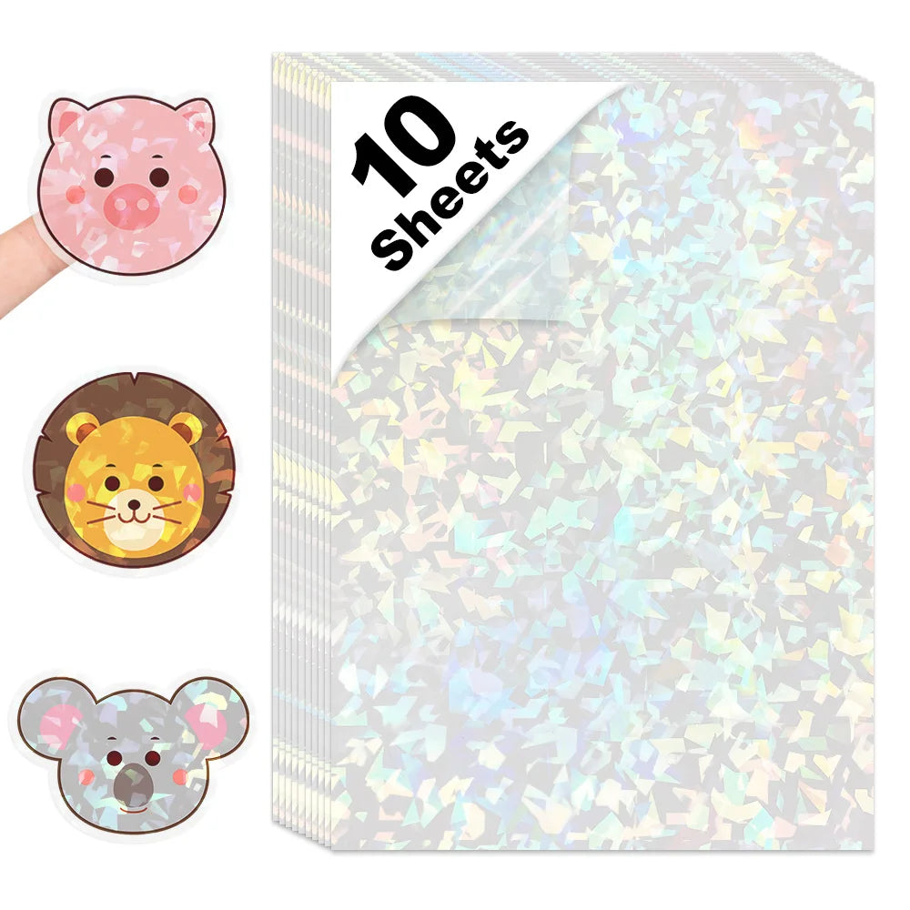 10 Sheets A4 Vinyl Sticker Paper Transparent Printabe Label for Inkjet Printer Self Adhesive Copy Paper Waterproof Sticker Decal