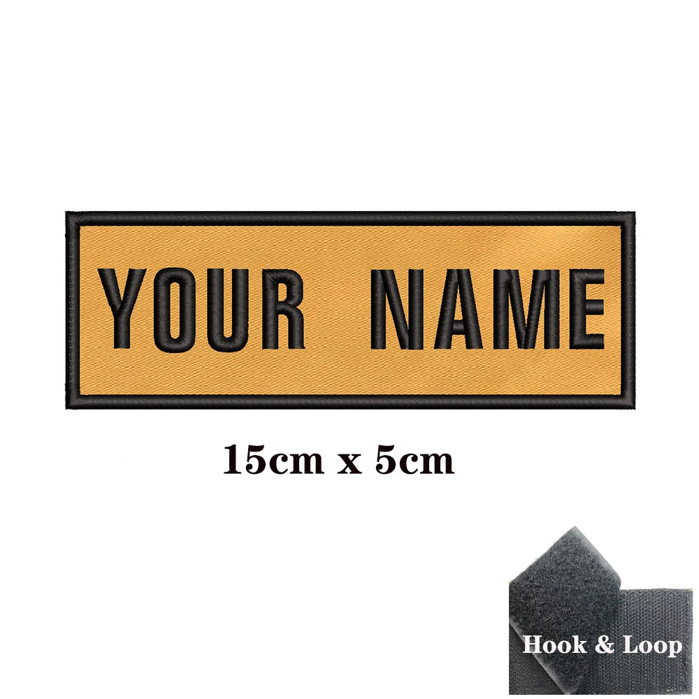 1PC Custom Personalized Name number Patch Stripes Badge tags chevrons Armband Iron On Or Hook Loop embroidered yellow