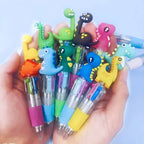 10Pcs/Lot Cute Cartoon Dinosaur Mini 4 Color Ballpoint Pen Kawaii Four Colors Pens School Office Supplies Kids Stationery Gifts