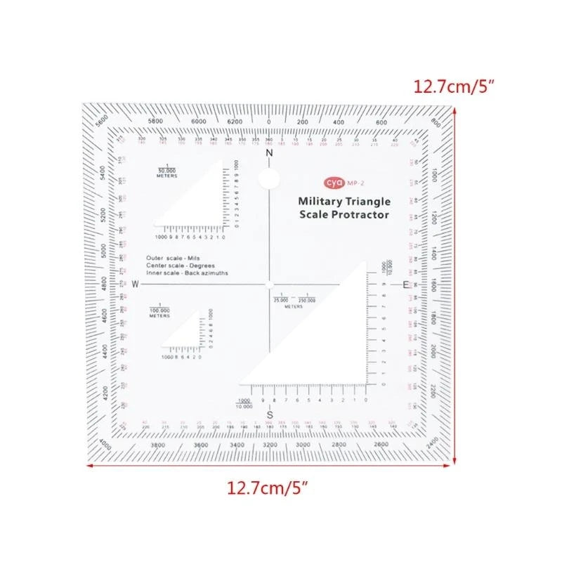 Clear MGRS USNG Coordinate Scale Protractor for Sea & Land Navigation Adventure Topographical Map Scale