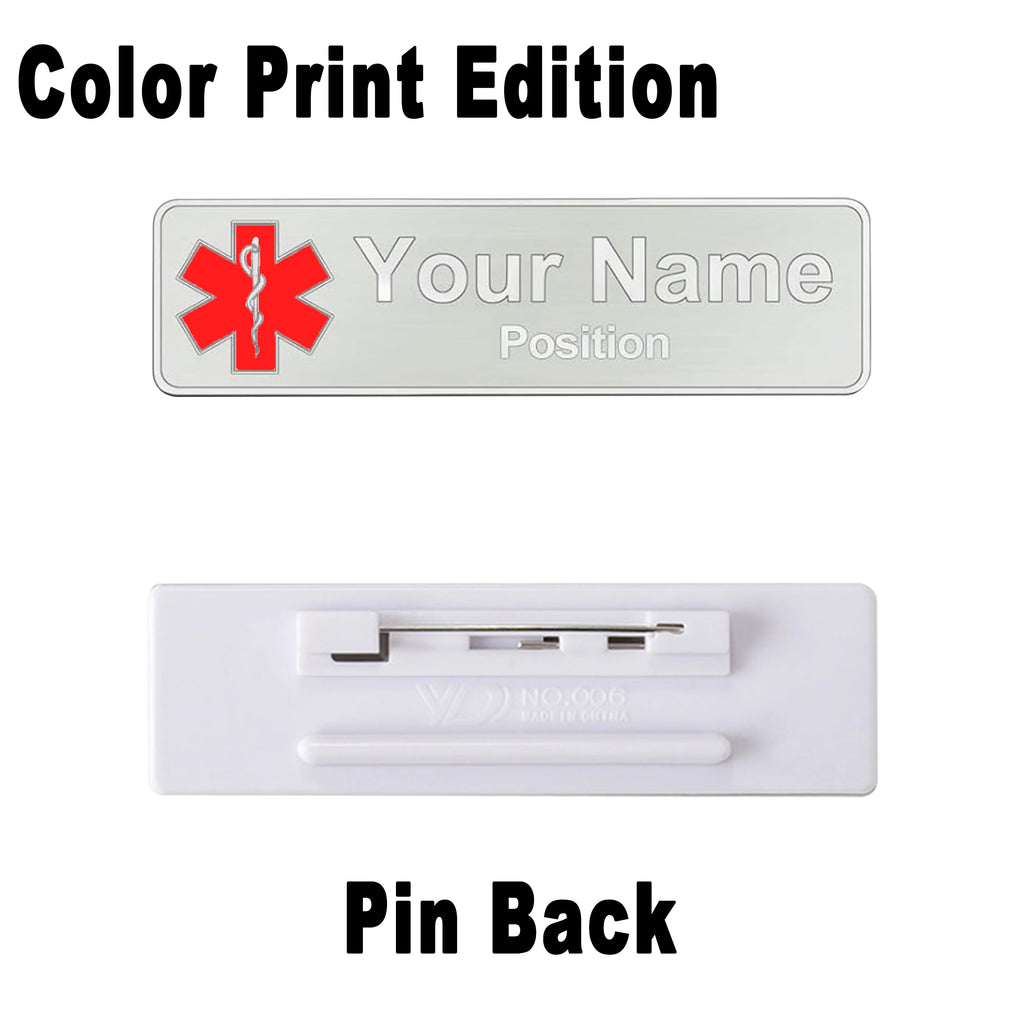 Custom Name Badge Engraved Personalized Name Plate Stainless Steel Custom Name Tag with Magnetic Pin Back Pin Clip