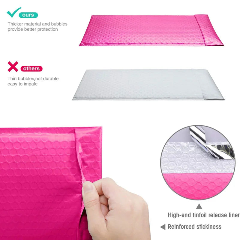 Pink Bubble 50 Pcs Envelopes for Shipping Bags Padded Envelopes for Packaging Seal Mailing Gift Padding Purple and Pink Black