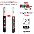 Posca White Marker Brush, Permanent Waterproof Non-fading High Gloss Mark Pens-Rock Art/Fabric Paint/Shoe Graffiti/Poster Making