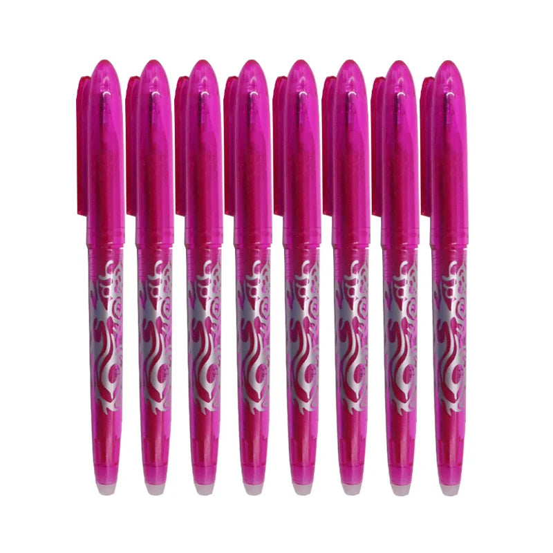 8pcs Multi-Color Erasable Gel Pen 0.5mm Tip Painting Writing Drawing School Black Blue Red Pink Orange Green Purple Light Blue