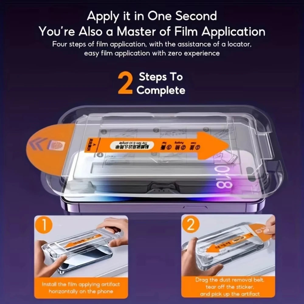 1-5PCS Easy Install HD Screen Protector For iPhone 17 Pro Max 18 15 16 13 11 14 16e 12 Mini XR X Xs 7 8 Plus Air Tempered Glass