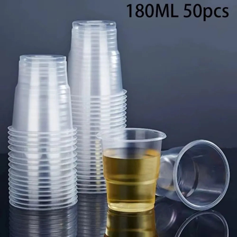 50Pcs 180ml Disposable Plastic Cups Transparent Food-grade PP Clear Plastic Cups Heat-resistant Party Plastic Cups