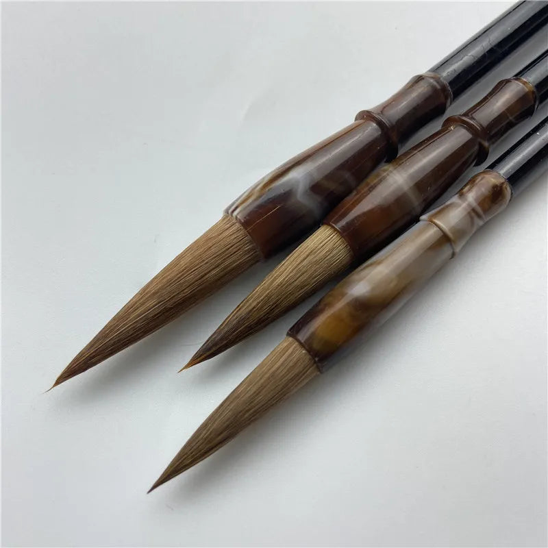 6pcs Wooden Calligraphy Brush Pen Set Different Models Chinese Painting Brush Pen Wool Weasel Hair Regular Script Writing Brush