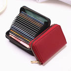 Compact Coin Purse Leather Business Credit Card Case Holder Travel Wallet for Women 20 Card Slots Small Card Pouch with