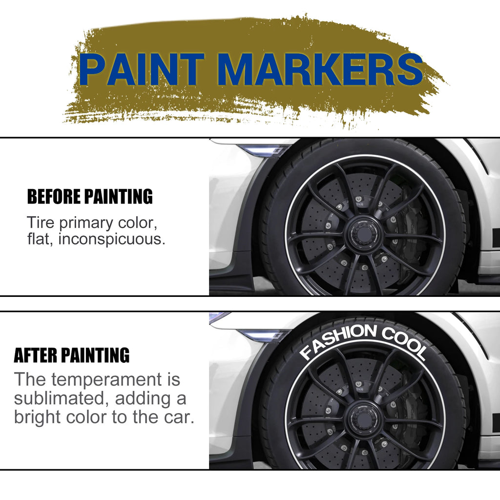 3PCS Tire Marking Pen Set Fast Drying Waterproof Paint Marker for Car Motorcycle Bike Tires White Ink for Drawing Graffiti DIY