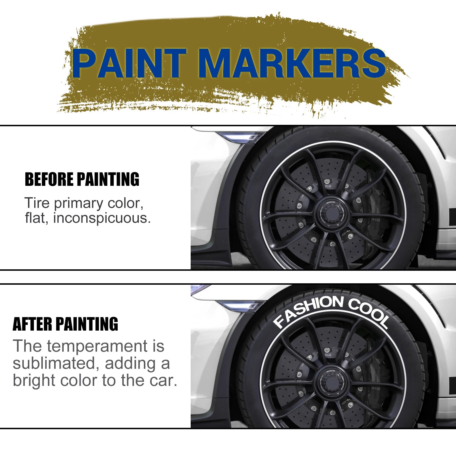 3PCS Tire Marking Pen Set Fast Drying Waterproof Paint Marker for Car Motorcycle Bike Tires White Ink for Drawing Graffiti DIY