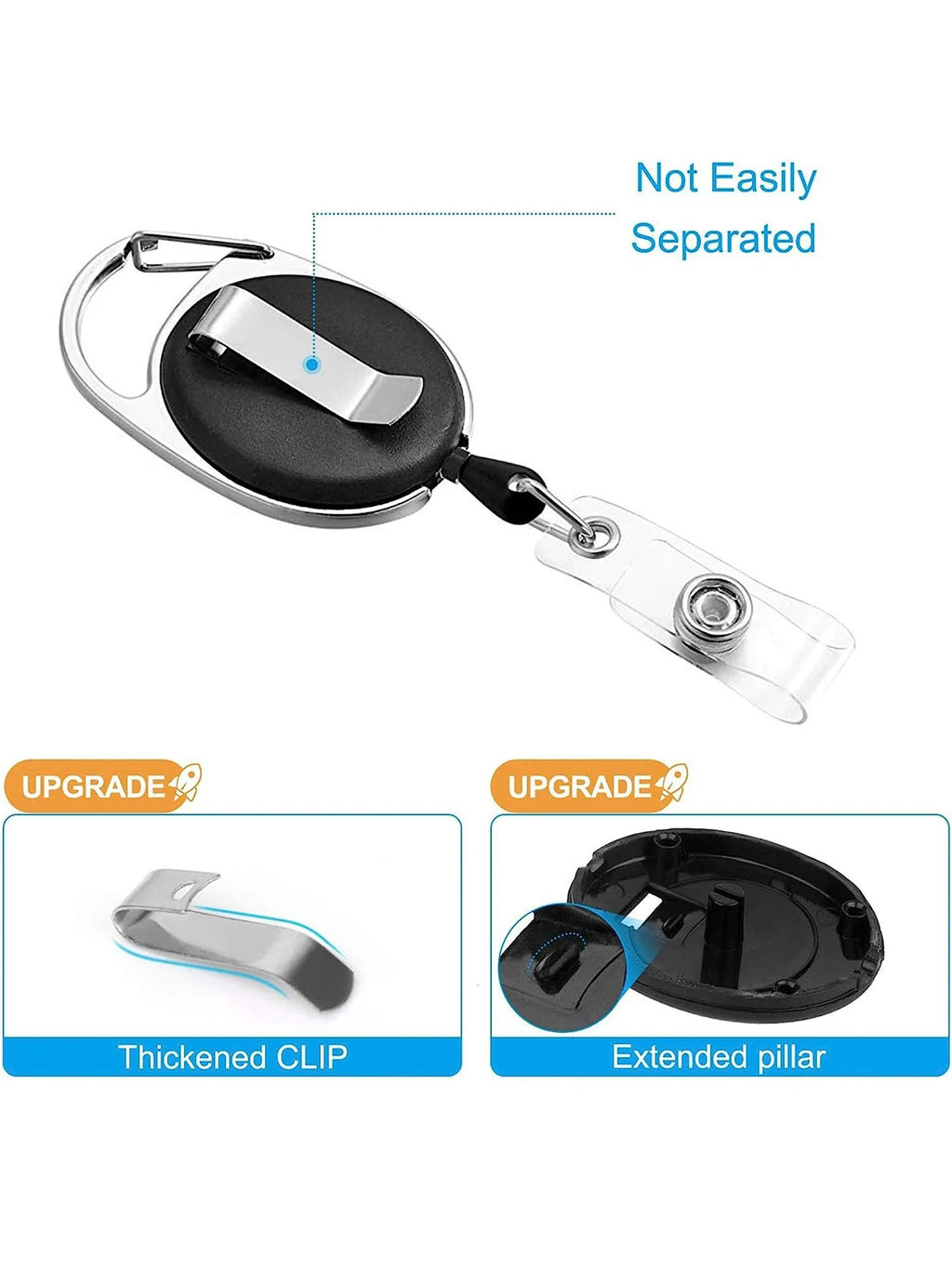 Retractable Badge Reel Heavy Duty Black Badge Reel for Nurse Hospital Office Supplies ID Lanyard Name Tag Card Badge Holder Gift