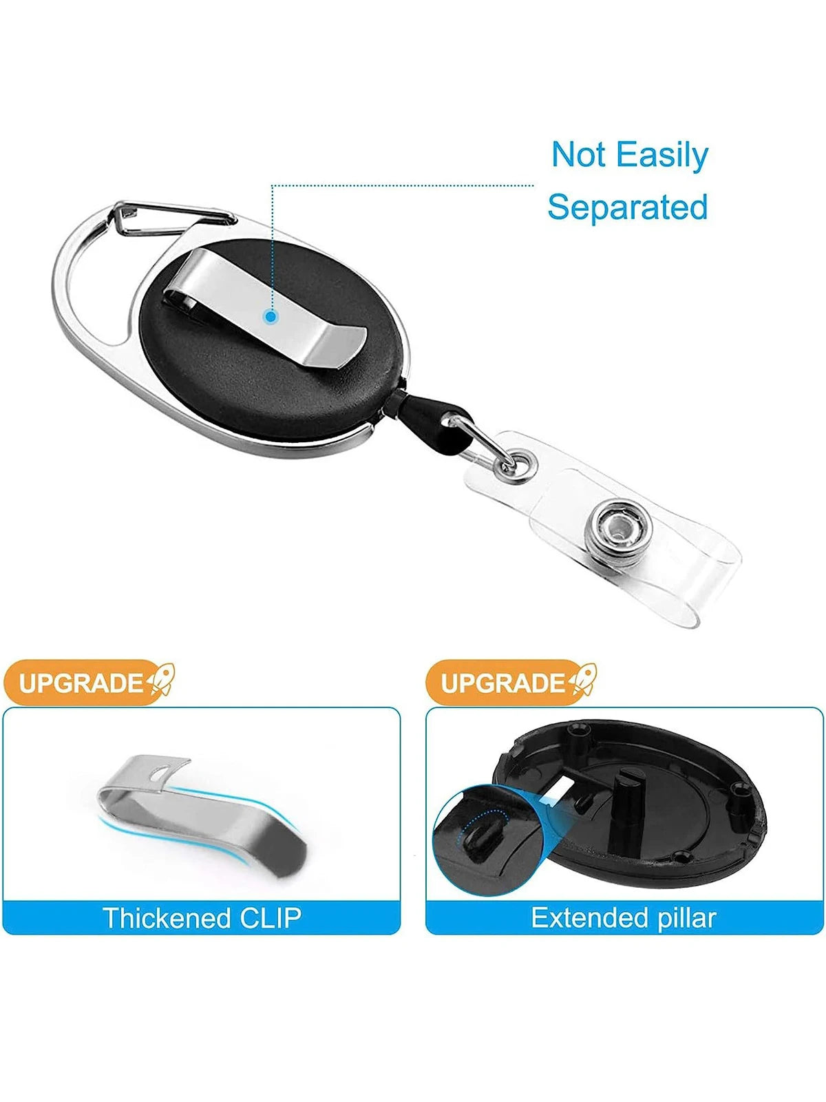 Retractable Badge Reel Heavy Duty Black Badge Reel for Nurse Hospital Office Supplies ID Lanyard Name Tag Card Badge Holder Gift