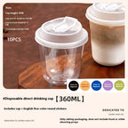 10pcs Transparent Coffee Cups With Lids U-shaped Disposable Cups For Hot Drink Milk Tea Takeaway Beverage Cups〔CC11〕