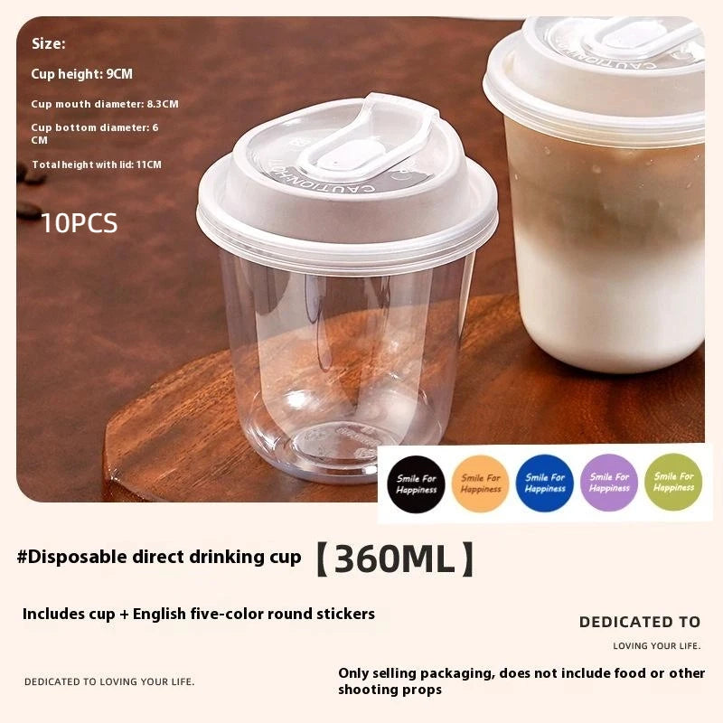 10pcs Transparent Coffee Cups With Lids U-shaped Disposable Cups For Hot Drink Milk Tea Takeaway Beverage Cups〔CC11〕