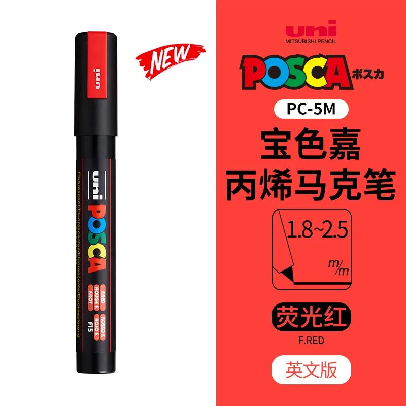 uni POSCA POP Water-Based Marker,Assorted Colors PC-1M/3M/5M 0.7~2.5mm Tips Professional Acrylic Paint Pen for Artists&Designers