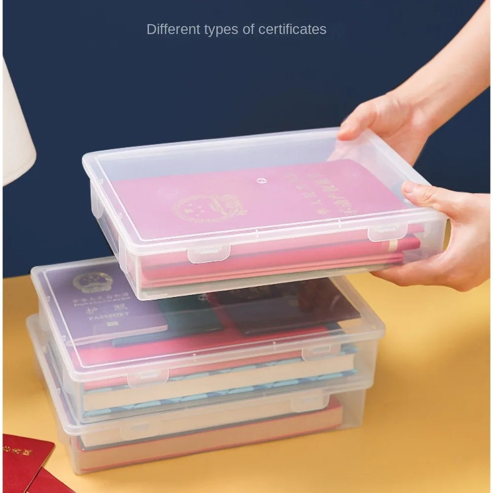 Organized Plastic Document Organizer Square Shape Clear A4 Organizing Box Storage Box