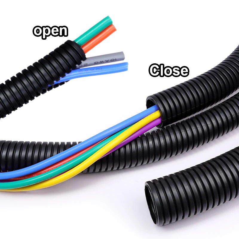 1~10m PP Insulated Corrugated Split Loom Tube AD 7.5/10/11.6/13/28.5/34.5mm for Wire Cable Harness Threading Protection Sleeving