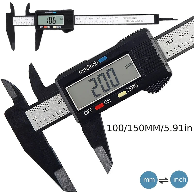 100mm/150mm Electronic Digital Display  Caliper Carbon Fiber Dial Vernier Gauge  Measuring Tool Ruler for Precision Measurement